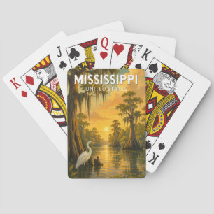 Baralho Ilustração de Viagem de Arte Vintage do Mississipp