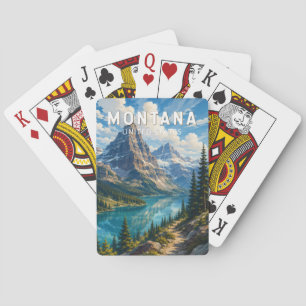 Baralho Ilustração de Viagem de Arte Vintage Montana