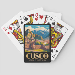 Baralho Ilustração de viagem de Cusco Peru Arte Vintage