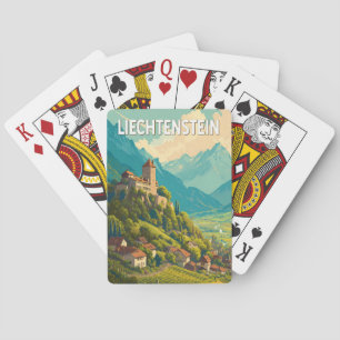 Baralho Ilustração de viagem de Liechtenstein Arte Vintage