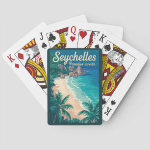Baralho Ilustração de viagem de praia das Seychelles Arte
