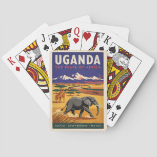 Baralho Ilustração de Viagem de Safári em Uganda Arte Vint
