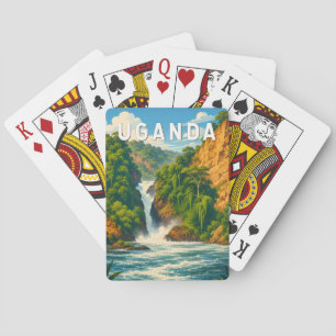 Baralho Ilustração de viagem de Uganda Arte Vintage
