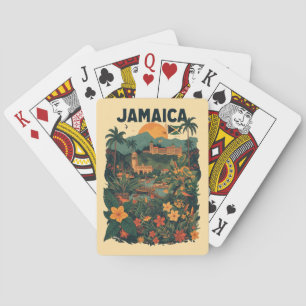 Baralho Ilustração de Viagem Jamaica Estilo Vintage