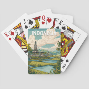 Baralho Ilustração de viagem vintage da Indonésia