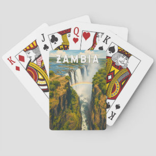 Baralho Ilustração de viagem vintage da Zâmbia