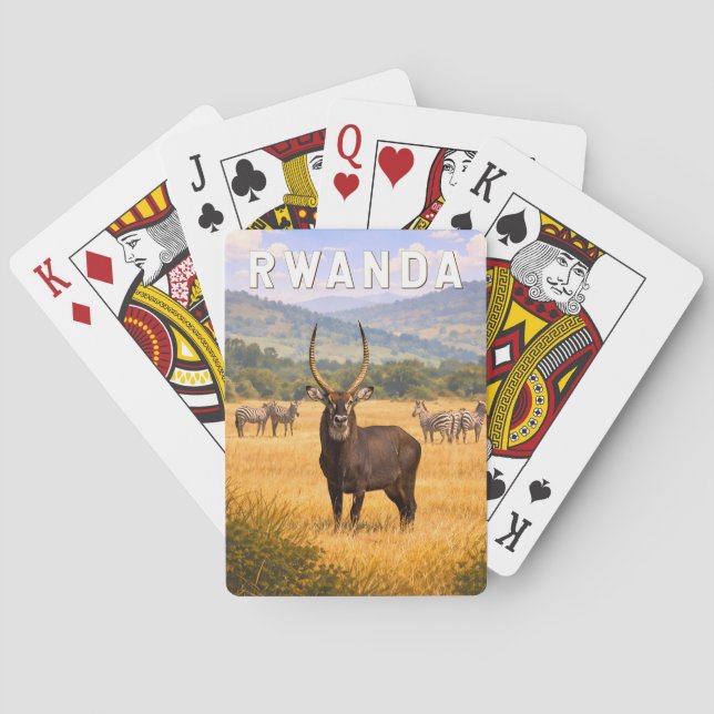 Baralho Ilustração de viagem vintage de Ruanda (Verso)