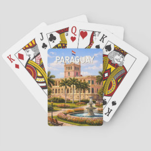 Baralho Ilustração de viagem vintage do Paraguai Arte