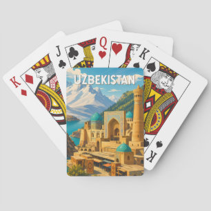 Baralho Ilustração de viagem vintage do Uzbequistão