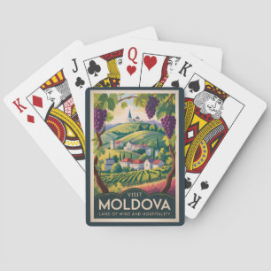 Baralho Ilustração de Vinícola da Moldávia Viagem Arte Vin