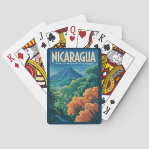 Baralho Ilustração de Vulcão da Nicarágua Arte de Viagem V