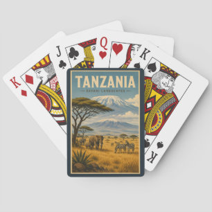 Baralho Ilustração de Zebra de Safári na Tanzânia Arte de 