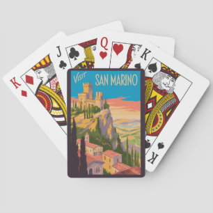 Baralho Ilustração do Castelo de San Marino Arte de Viagem