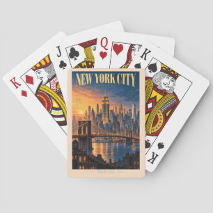 Baralho Ilustração do Pôr do Sol da Cidade de Nova York Ar