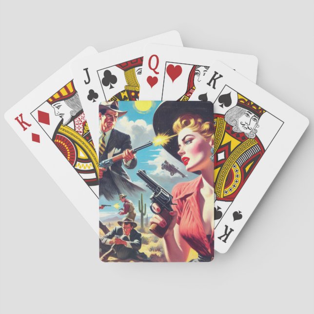 Baralho Ilustração Vintage Pulp Western (Verso)