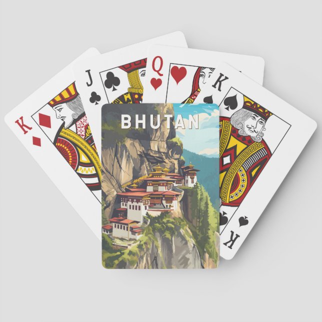 Baralho Imagem do Butão Viagem Art Vintage (Verso)