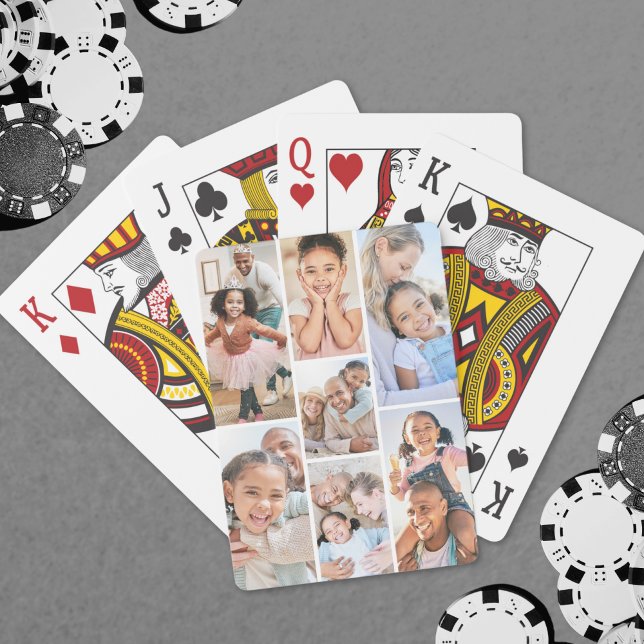 Baralho Imagem Elegante Simples Colagem de Fotos (Photo Collage Simple Elegant Picture Poker Cards)