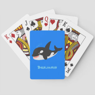 Baralho Imagem engraçada de desenhos animados de orca,