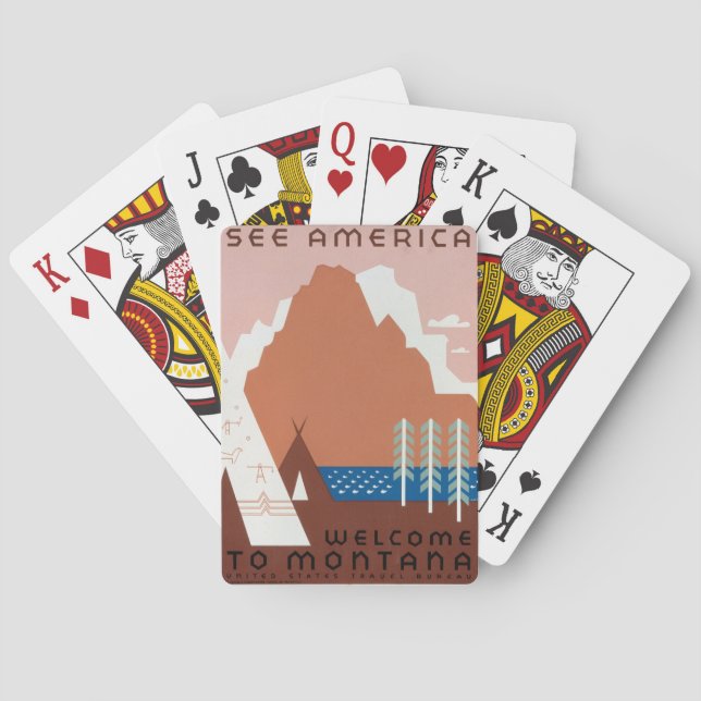 Baralho Imagens Vintage da Paisagem de Montana (Verso)