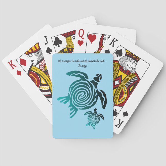 Baralho Impressão de Bloco de Madeira de Tartaruga Marítim (Verso)