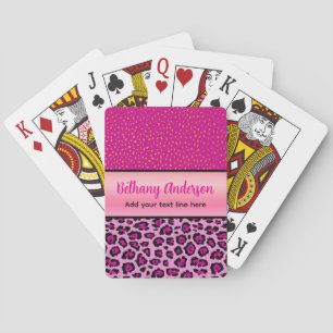Baralho Impressão de leopardo rosa e preto personalizada