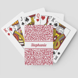 Baralho Impressão de Leopardo Vermelho e Branco Trendy com