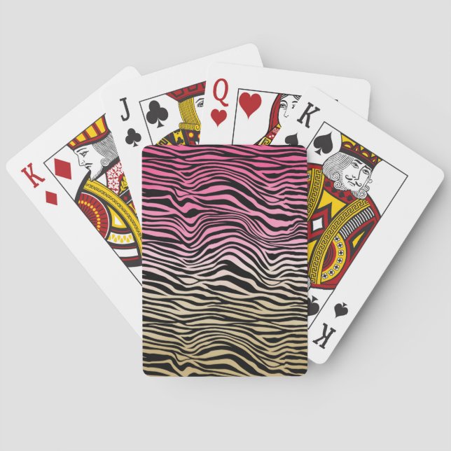 Baralho Impressão em preto-e-zebra, cor-de-rosa Dourada, d (Verso)