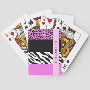 Baralho Impressão Leopardo, Impressão Zebra, Rosa, Seu Nom