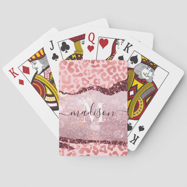 Baralho Impressão Leopardo rosa Dourada (Verso)