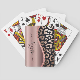 Baralho Impressão Leopardo rosa Gold Foil