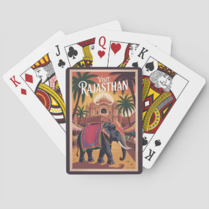 Baralho Índia Rajasthan Ilustração Viagem Arte Vintage