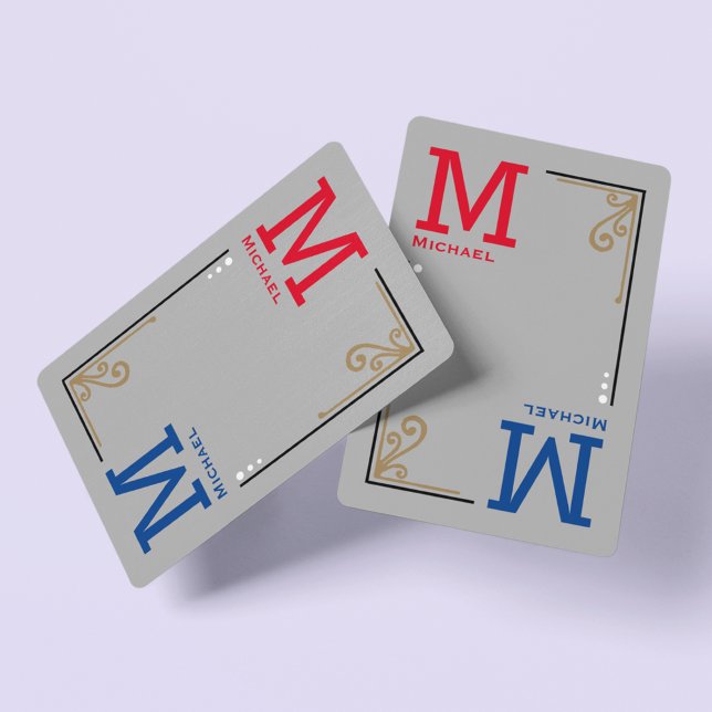 Baralho Iniciais do na moda player - azul vermelho persona (monogrammed playing cards)