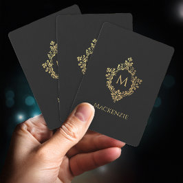Baralho Inicial Maiúscula Preta Dourada Elegante Crista Vi