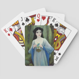 Baralho Ink Wash Ilustração de Linda Mulher em Florestas