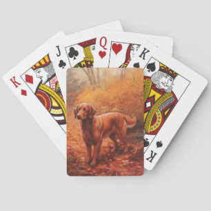 Baralho Irlandês Red Setter no outono deixa cair inspiraçã