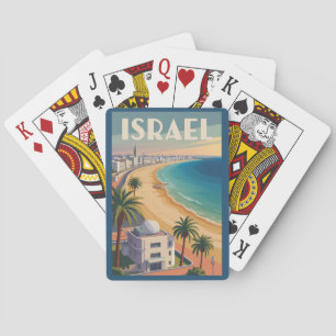 Baralho Israel Tel Aviv Ilustração Viagem Arte Vintage