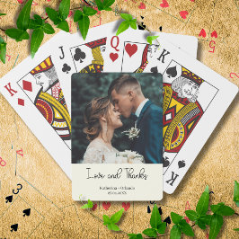 Baralho Ivory Elegant Wedding Love and Thanks Photo