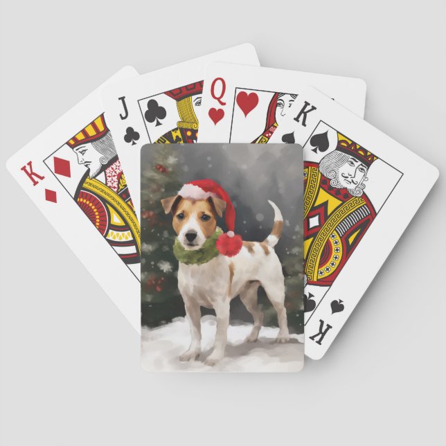 Baralho Jack Russell Dog no Natal da Neve (Verso)