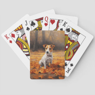 Baralho Jack Russell no outono deixa cair inspiração