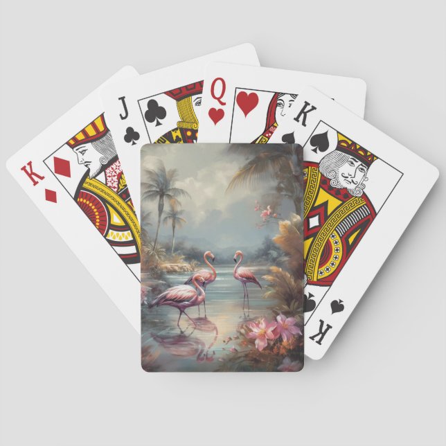 Baralho Jardim Botânico Flamingo Vintage Personalizado (Verso)