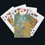 Baralho Jardim Flor (por Gustav Klimt)<br><div class="desc">Este design apresenta uma pintura do artista austríaco Gustav Klimt (1862-1918). É uma representação de um belo jardim floral no estilo impressionista típico de Klimt. As flores quase parecem estar transbordando, e é impossível não se sentir otimizado por sua beleza. A obra original foi concluída em 1907 e seu título...</div>