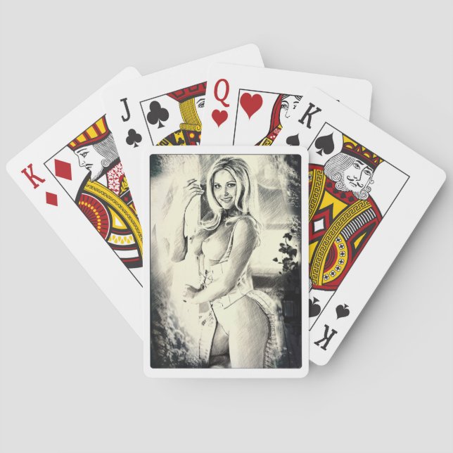 Baralho Jeu de cartes , Nu vintage féminin topless (Verso)