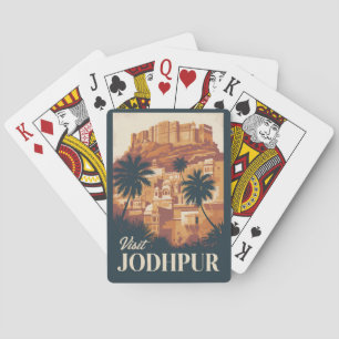 Baralho Jodhpur India Illustração Viagem Art Vintage
