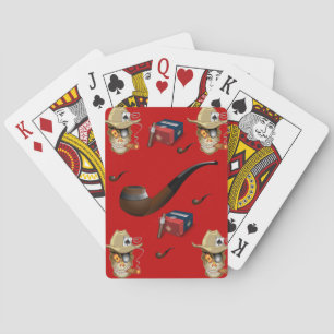 Baralho Jogando cartas, homem caverna, charuto vermelho.