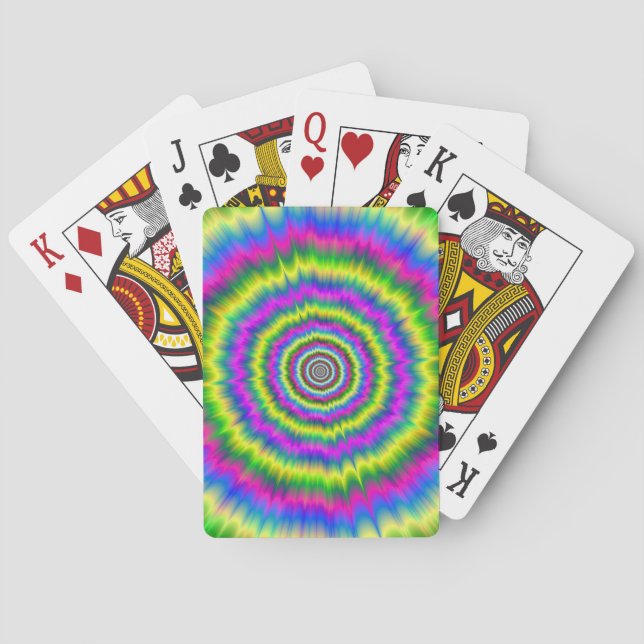 Baralho Jogando Cartões com Explosão Neon (Verso)