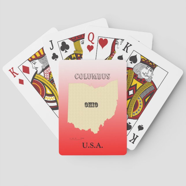 Baralho Jogando Cartões - Mapa do Estado de Ohio com Cidad (Verso)