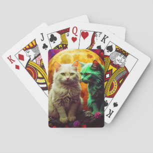Baralho Jogando Cartões para o Amo de Gato
