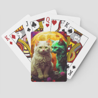 Baralho Jogando Cartões para o Amo de Gato