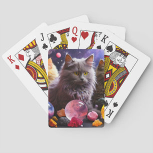 Baralho Jogando Cartões para o Amo de Gato