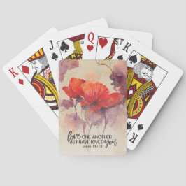 Baralho John 15:12 Se Ama Outra Bíblia Verso Floral Vermel